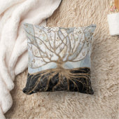 生命の木-真珠、金ゴールド、黒大理石 クッション (ブランケット)