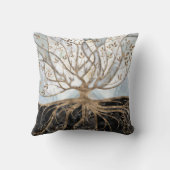 生命の木-真珠、金ゴールド、黒大理石 クッション (裏面)