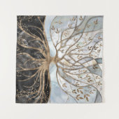 生命の木-真珠、金ゴールド、黒大理石 タペストリー (正面(横))