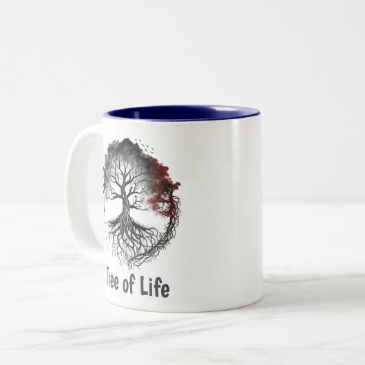 生命の木 |瞑想 |ケルトスタイル ツートーンマグカップ (正面左)