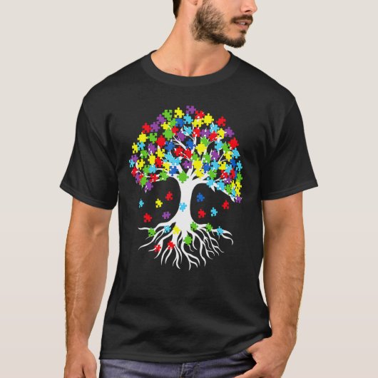 生命の木 自閉症啓発月間Tシャツ 楽しい ASD Tシャツ (正面)