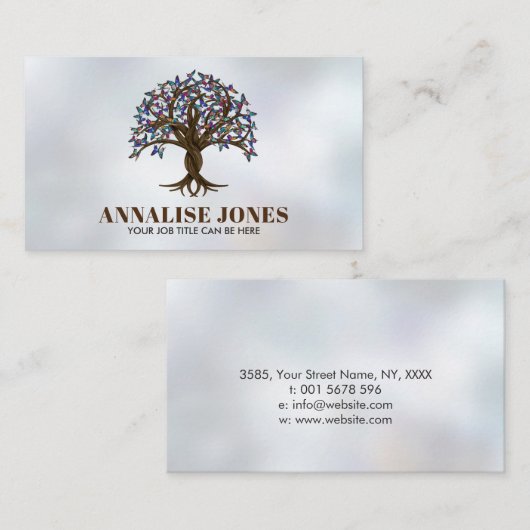 生命の木 – 蝶カラフル類 名刺 (正面/裏面)