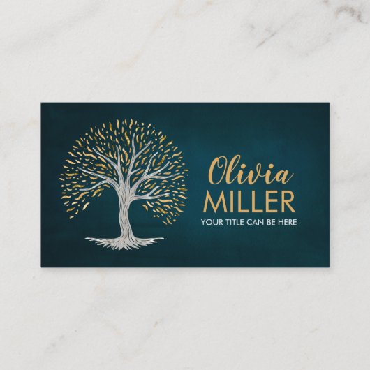 生命の木 – 金ゴールドと真珠 名刺 (正面)