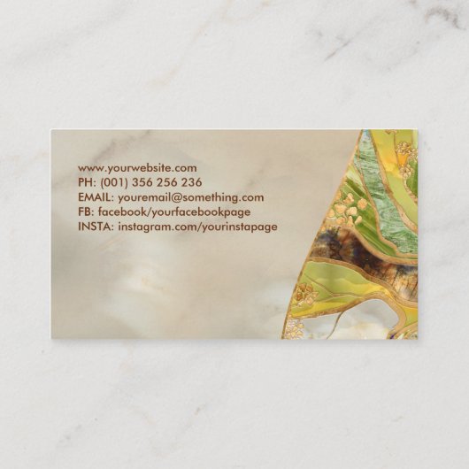 生命の木 – 鉱物と大理石の質感 名刺 (裏面)