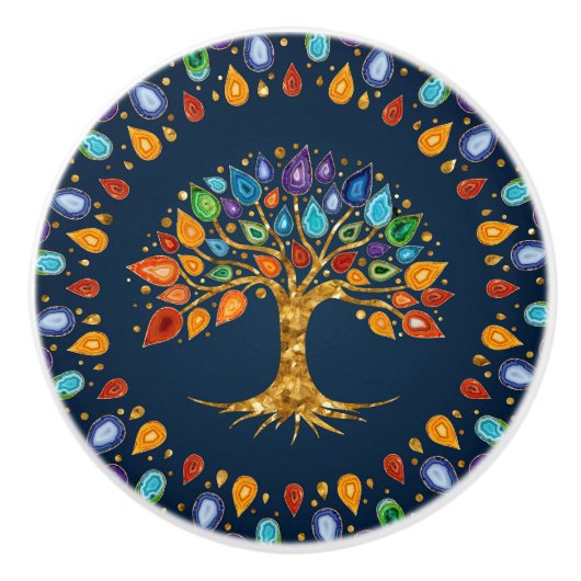 生命の木 – Geode Agate 離れ セラミックノブ (正面)