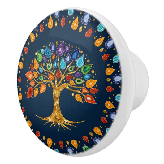 生命の木 – Geode Agate 離れ セラミックノブ (右)