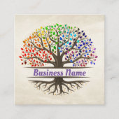 生命の木 – Yggdrasil – レインボー葉 スクエア名刺 (正面)