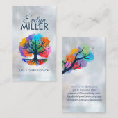 生命の木 – Yggdrasil – 水色インク 名刺 (正面/裏面)