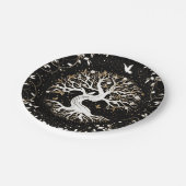 生命の木- Yggdrasil -白黒と金ゴールド ペーパープレート (アングル)