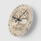 生命の木 – Yggdrasil Runic Pattern ラウンド壁時計 (傾斜)
