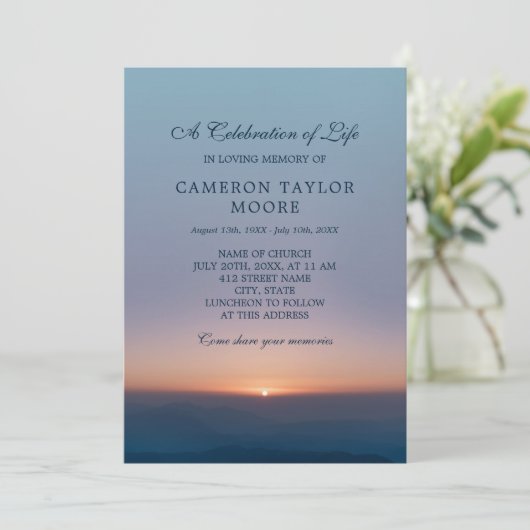 生命の柔らかい日の出のお祝い 招待状 (スタンド正面)