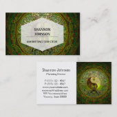 生命の樹が付いている緑の陰陽の曼荼羅 名刺 (正面/裏面)