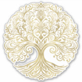 生命の樹のクリームとゴールドのケルトの結婚式 シール (正面)