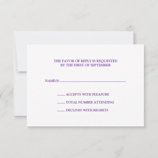 生命の樹は紫色のバルミツワーRSVP渦巻きます 出欠カード (裏面)