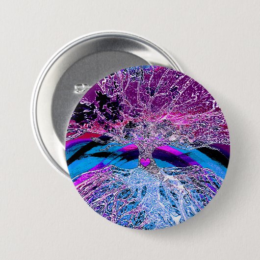 生命の樹は虹が付いている紫色そして青で聞きます 缶バッジ (正面&裏面)