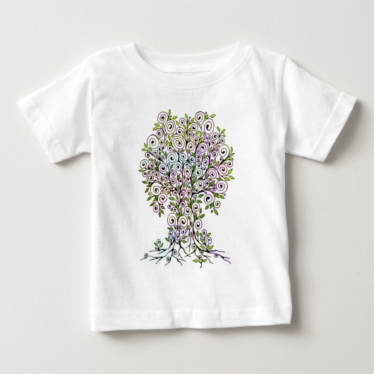 生命の樹 - スパイラル 葉 果実 1 ベビーTシャツ (正面)