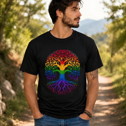 生命の樹 レインボー ツリー ビブリオント アート Tシャツ