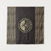 生命の樹-木のYggdrasilそしてRunes タペストリー (正面(横))