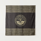 生命の樹-木のYggdrasilそしてRunes タペストリー (正面)