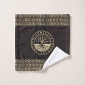 生命の樹-木のYggdrasilそしてRunes バスタオルセット (ウォッシュタオル)