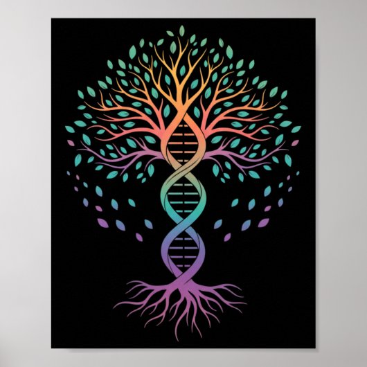 生命の樹 DNA 、生物学の先生、科学の先生 ポスター (正面)