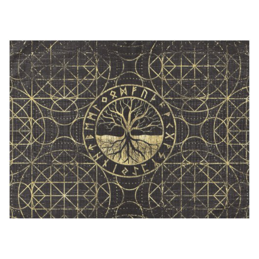 生命の樹- YggdrasilおよびRunes テーブルクロス (正面(横))