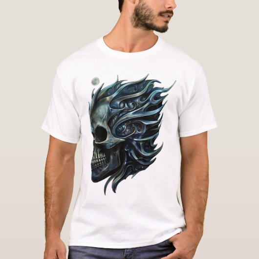 生命の炎:スカルデザイン。 Tシャツ (正面)