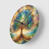 生命の発光木 ラウンド壁時計 (傾斜)