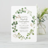 生命の祝祭 水彩画のグリーン フォリアージ 招待状 (スタンド正面)