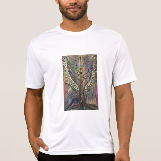 生命の神木 天使の翼と宝石 Tシャツ (正面)