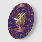 "生命の神秘的な木 – フォークアートパターン"壁時計 ラージ壁時計 (傾斜)