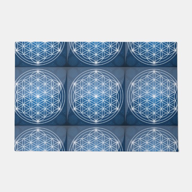 生命の神聖な幾何学の形の花の生命の種子 ドアマット (正面)