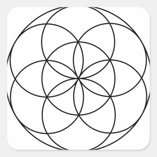 生命の種聖幾何学 ブラック&ホワイト スクエアシール (正面)