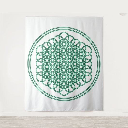 生命の緑の花-神聖な幾何学のタペストリー タペストリー (正面)