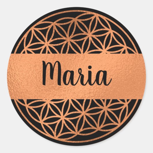 生命の編集可能な花の神聖なジオメトリステッカー ラウンドシール (正面)