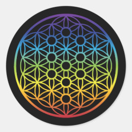 生命の花と生命の木 – レインボーバージョン ラウンドシール