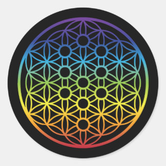 生命の花と生命の木 – レインボーバージョン ラウンドシール