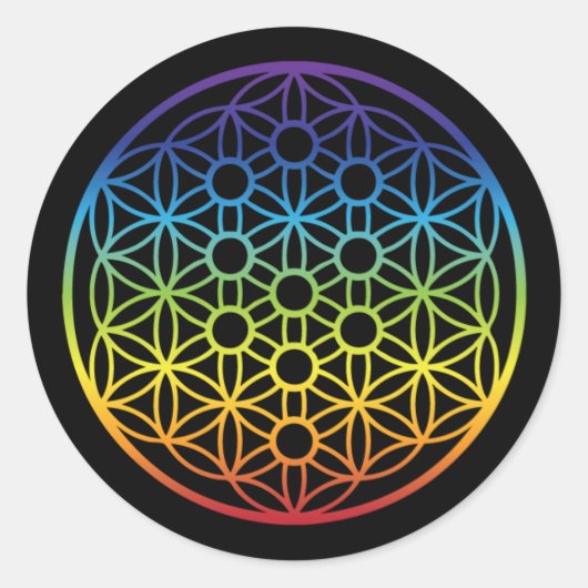 生命の花と生命の木 – レインボーバージョン ラウンドシール (正面)