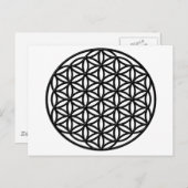 生命の花の神聖なジオメトリ記号(黒) ポストカード (正面/裏面)