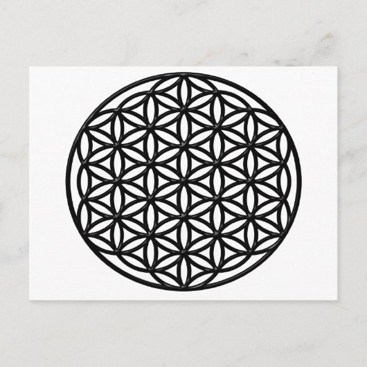 生命の花の神聖なジオメトリ記号(黒) ポストカード (正面)