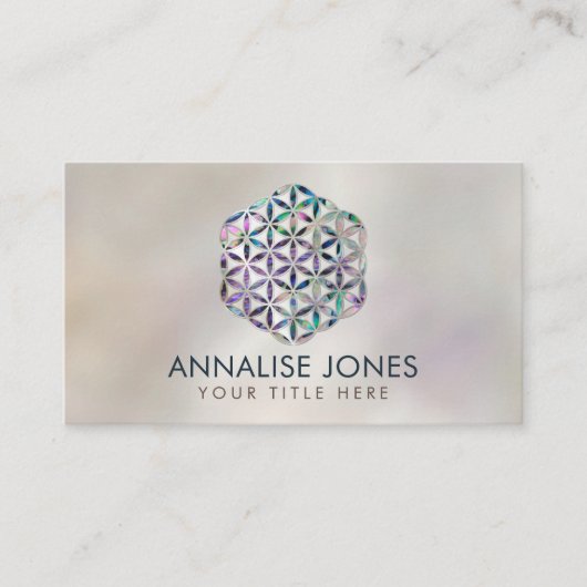 生命の花アワビの貝殻の真珠 名刺 (正面)