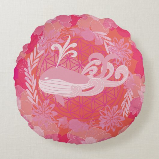 生命の花クジラ ラウンドクッション (正面)