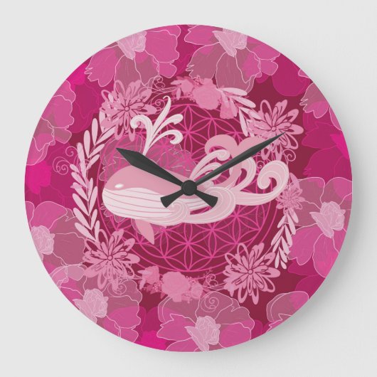 生命の花クジラ ラージ壁時計 (正面)