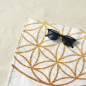 生命の花金ゴールド白 ビーチタオル (インサイチュ)