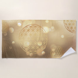 生命の花金ゴールド輝く ビーチタオル