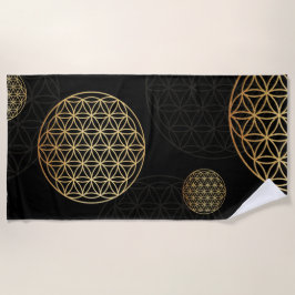 生命の花金ゴールド ビーチタオル