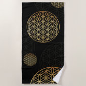 生命の花金ゴールド ビーチタオル (正面)