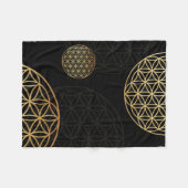 生命の花金ゴールド フリースブランケット (正面(横))