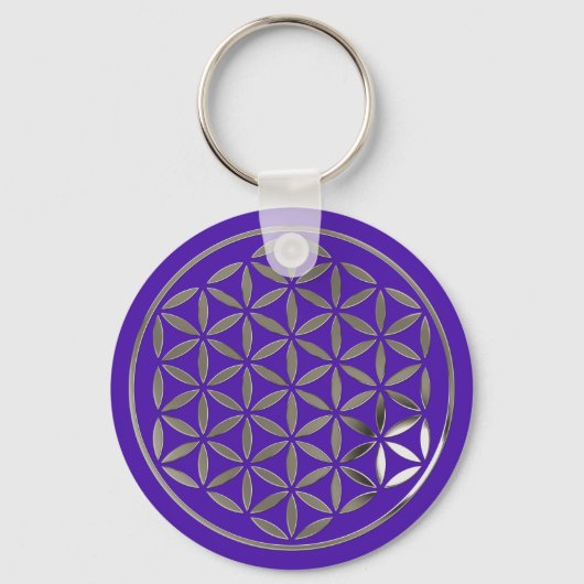 生命の花1 - シルバースタンプ | 紫 キーホルダー (正面)