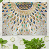 生命の花 – アワビの貝殻と真珠 キッチンタオル (折り畳み)